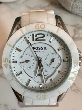 Fossil Women's White Ceramic Chronograph Watch